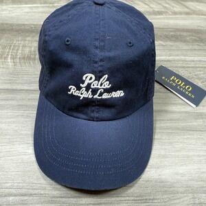 Polo Ralph Lauren Embroidered Script Logo Cotton Twill Ball Cap Navy White NWT